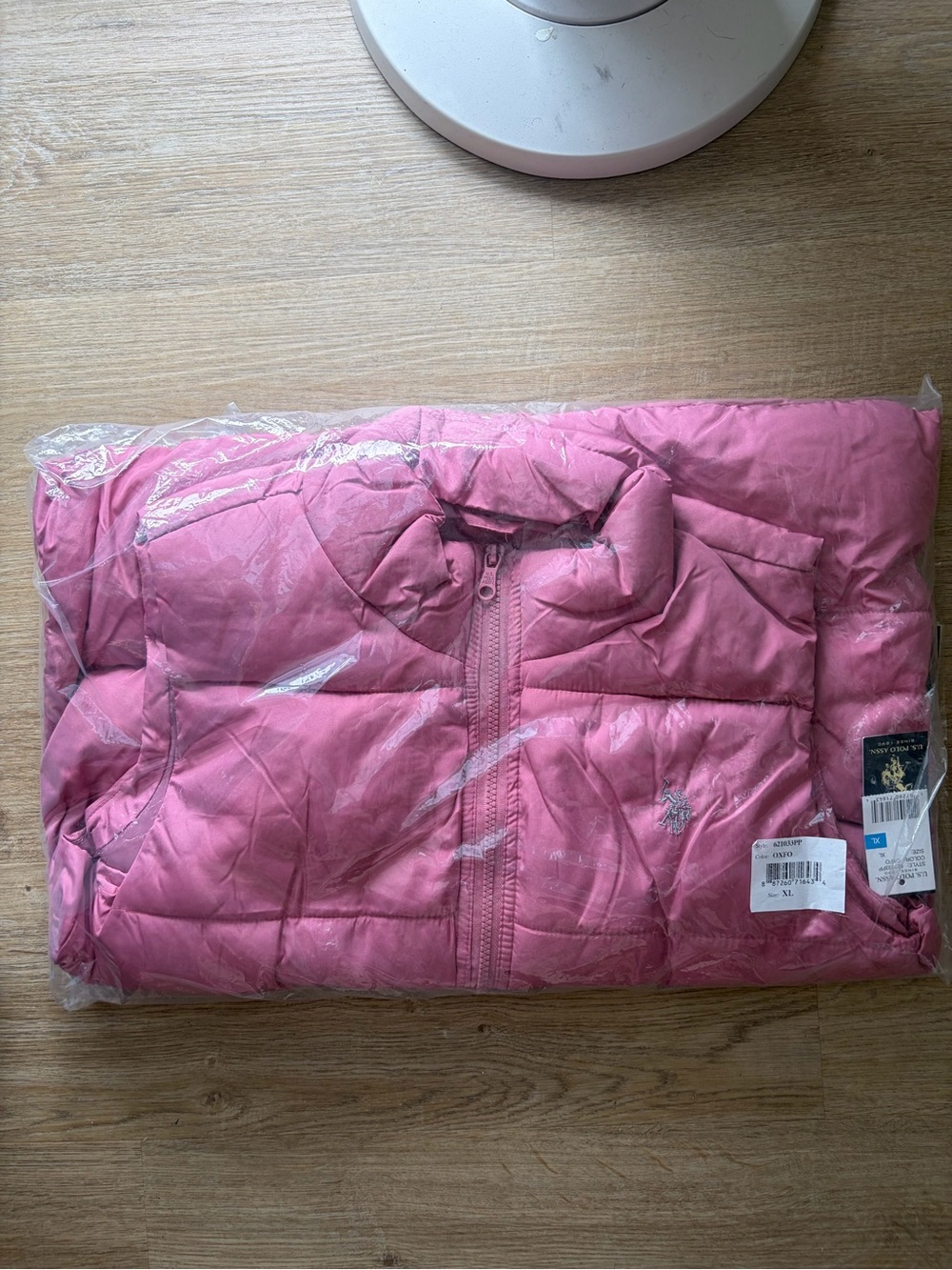 NWT U.S. Polo Assn. Women's Puffer Vest Oxford Rose Pink XL